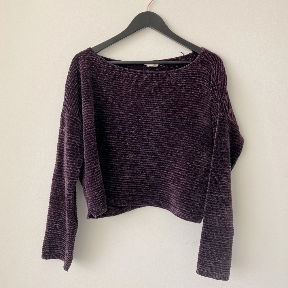 Garage purple velvet cropped sweater